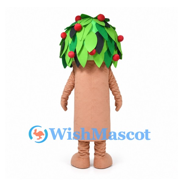 Fruit Tree Mascot Costume with Green Leaves and Red Berries