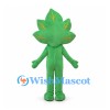 Green Maple Leaf Mascot Costume with Yellow Veins