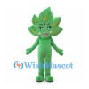 Green Maple Leaf Mascot Costume with Yellow Veins