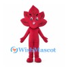 Red Maple Leaf Mascot Costume with Dark Veins