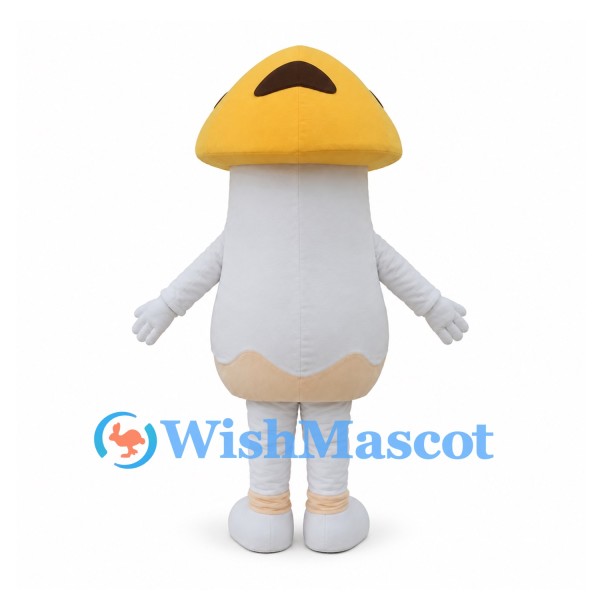 Mushroom Mascot Costume with Yellow Cap and White Stem