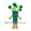 Broccoli Mascot Costume with Green Florets and Orange Arms
