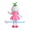Turnip Mascot Costume with Pink Dress and Green Sprout