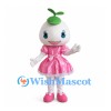 Turnip Mascot Costume with Pink Dress and Green Sprout