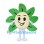 Flower Mascot Costume with Green Petals and Cream Face