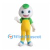 Onion Mascot Costume with Yellow Overalls and Green Shirt