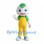 Onion Mascot Costume with Yellow Overalls and Green Shirt