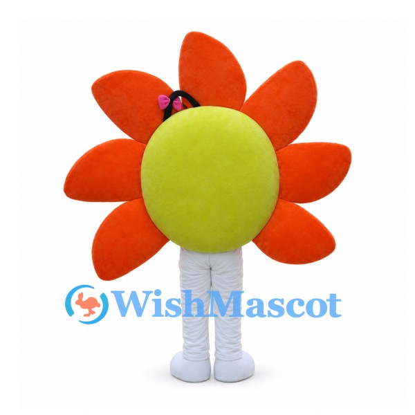 Flower Mascot Costume with Orange Petals and Yellow Face