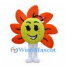 Flower Mascot Costume with Orange Petals and Yellow Face