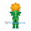 Flower Mascot Costume with Yellow Spotted Petals and Leaf Suit