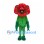Flower Mascot Costume with Red Round Petals and Green Leaves