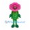 Flower Mascot Costume with Pink Round Petals and Green Leaves