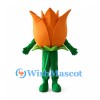 Orange Tulip Mascot Costume with Green Stem Body