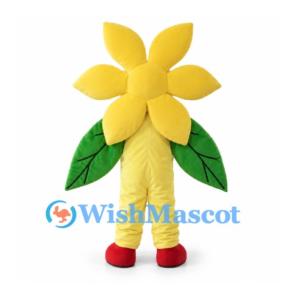 Yellow Flower Mascot Costume with Green Leaf Arms