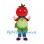 Tomato Mascot Costume with Blue Overalls and Green Belly