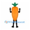 Carrot Mascot Costume with Black Gloves and Green Leaves
