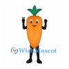 Carrot Mascot Costume with Black Gloves and Green Leaves