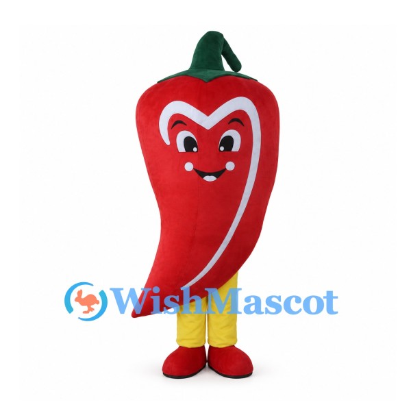 Red Chili Pepper Mascot Costume with White Heart Outline