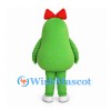 Green Cucumber Mascot Costume with Red Hair Bow