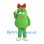 Green Cucumber Mascot Costume with Red Hair Bow