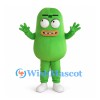 Green Cucumber Mascot Costume with Raised Hands