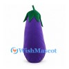 Purple Eggplant Mascot Costume with Green Calyx