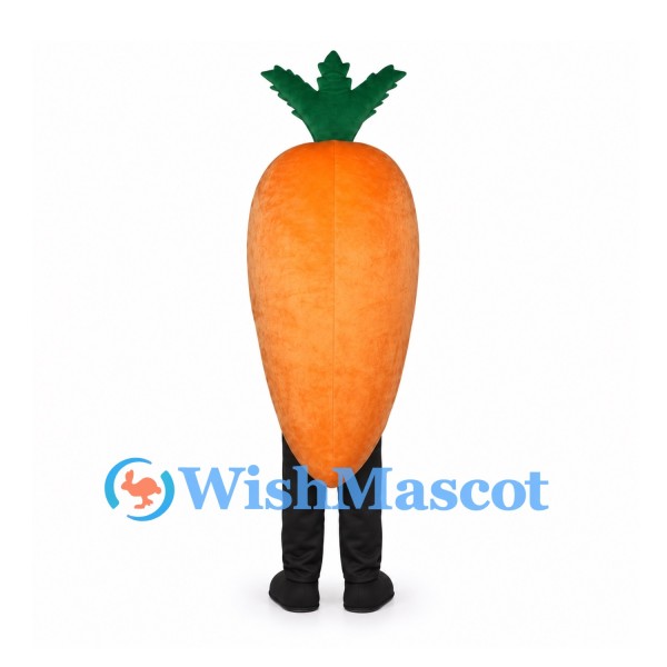 Carrot Mascot Costume with Long Body and Green Top