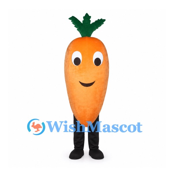 Carrot Mascot Costume with Long Body and Green Top