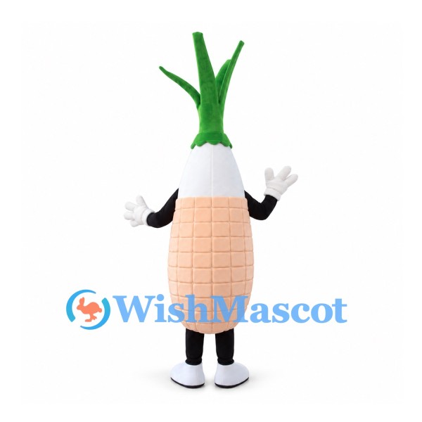 Spring Onion Mascot Costume with Long Green Leaves