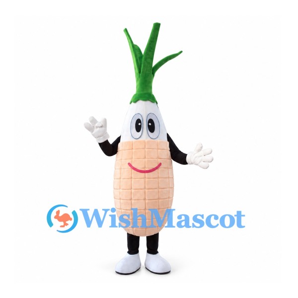 Spring Onion Mascot Costume with Long Green Leaves