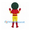 Clock Mascot Costume with Yellow Suit and Red Cape