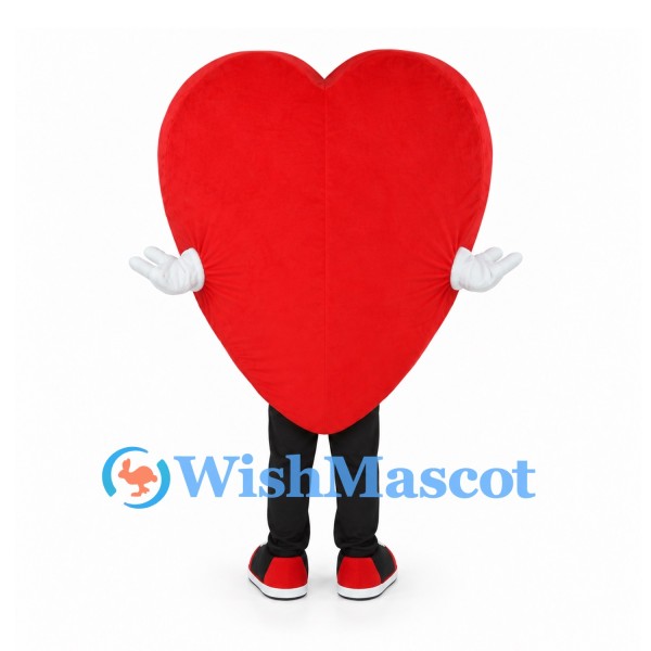 Red Heart Mascot Costume with Black Legs and White Gloves