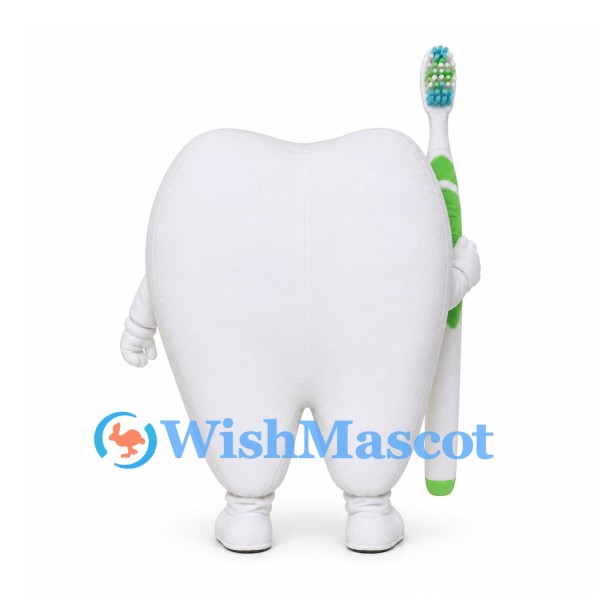 Tooth Mascot Costume with Green Toothbrush
