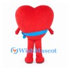 Red Heart Mascot Costume with Blue Waist Sash