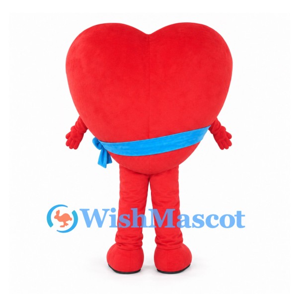 Red Heart Mascot Costume with Blue Waist Sash