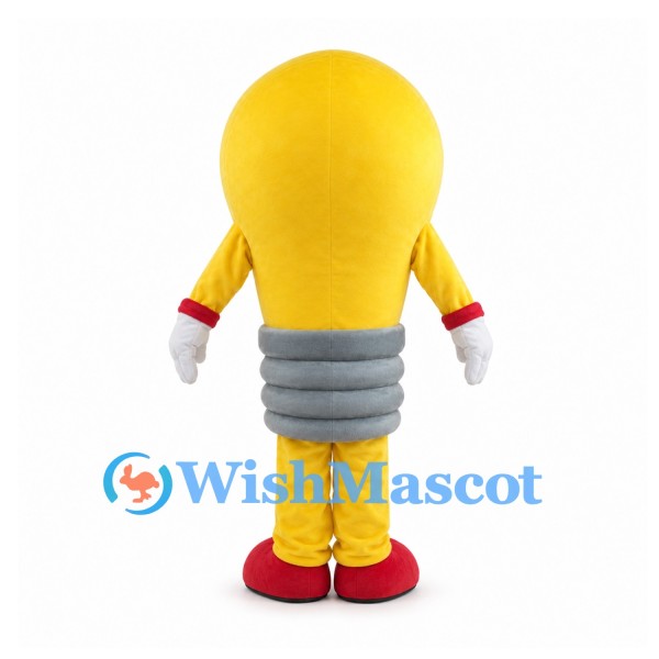 Yellow Light Bulb Mascot Costume with Gray Base