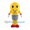 Yellow Light Bulb Mascot Costume with Gray Base