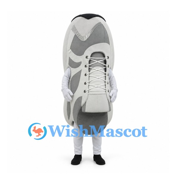 Gray Sneaker Mascot Costume with White Laces