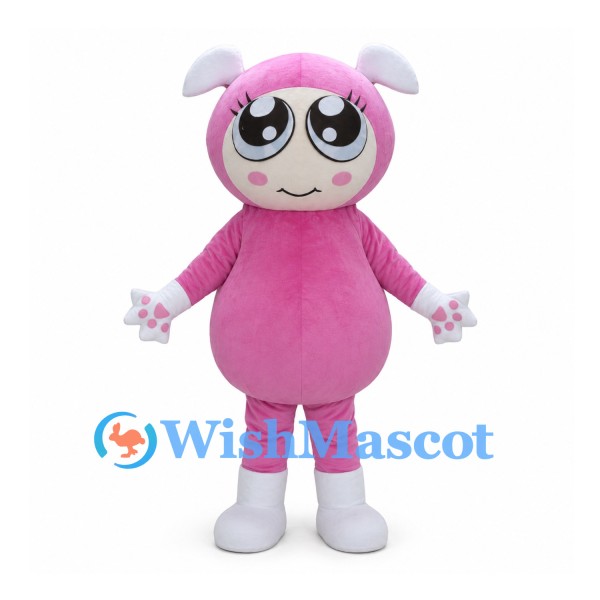 Pink Rabbit Character Mascot Costume with White Ears and Boots