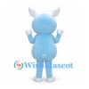 Blue Rabbit Character Mascot Costume with Angry Eyebrows