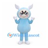Blue Rabbit Character Mascot Costume with Angry Eyebrows