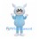 Blue Rabbit Character Mascot Costume with Angry Eyebrows