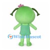 Green Sprout Mascot Costume with Pink Flower Hair Clip