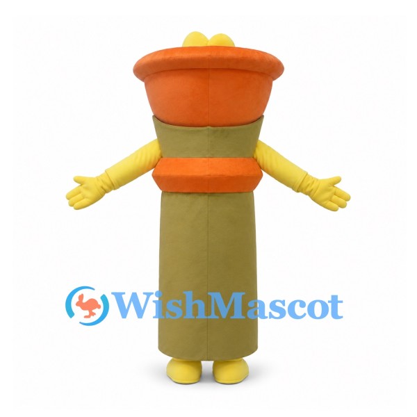 Plunger Mascot Costume with Orange Rubber Top and Brown Handle