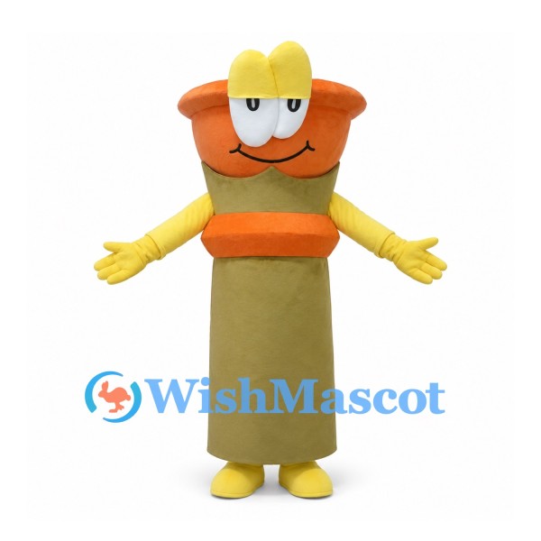 Plunger Mascot Costume with Orange Rubber Top and Brown Handle