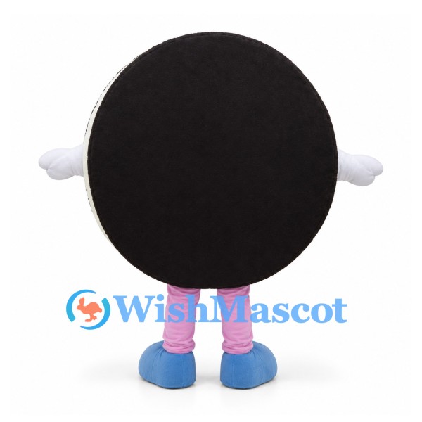 Chocolate Sandwich Cookie Mascot Costume with Blue Bow Tie