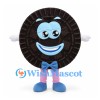Chocolate Sandwich Cookie Mascot Costume with Blue Bow Tie