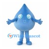 Blue Water Drop Mascot Costume with Round Eyes