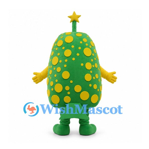 Green Monster Mascot Costume with Yellow Spots and Star Antenna