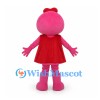 Pink Superhero Mascot Costume with Red Cape and Heart Headpiece